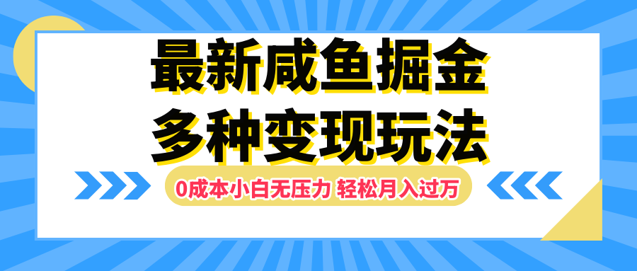 最新咸鱼掘金玩法，更新玩法，0成本小白无压力，多种变现轻松月入过万-云起副业网