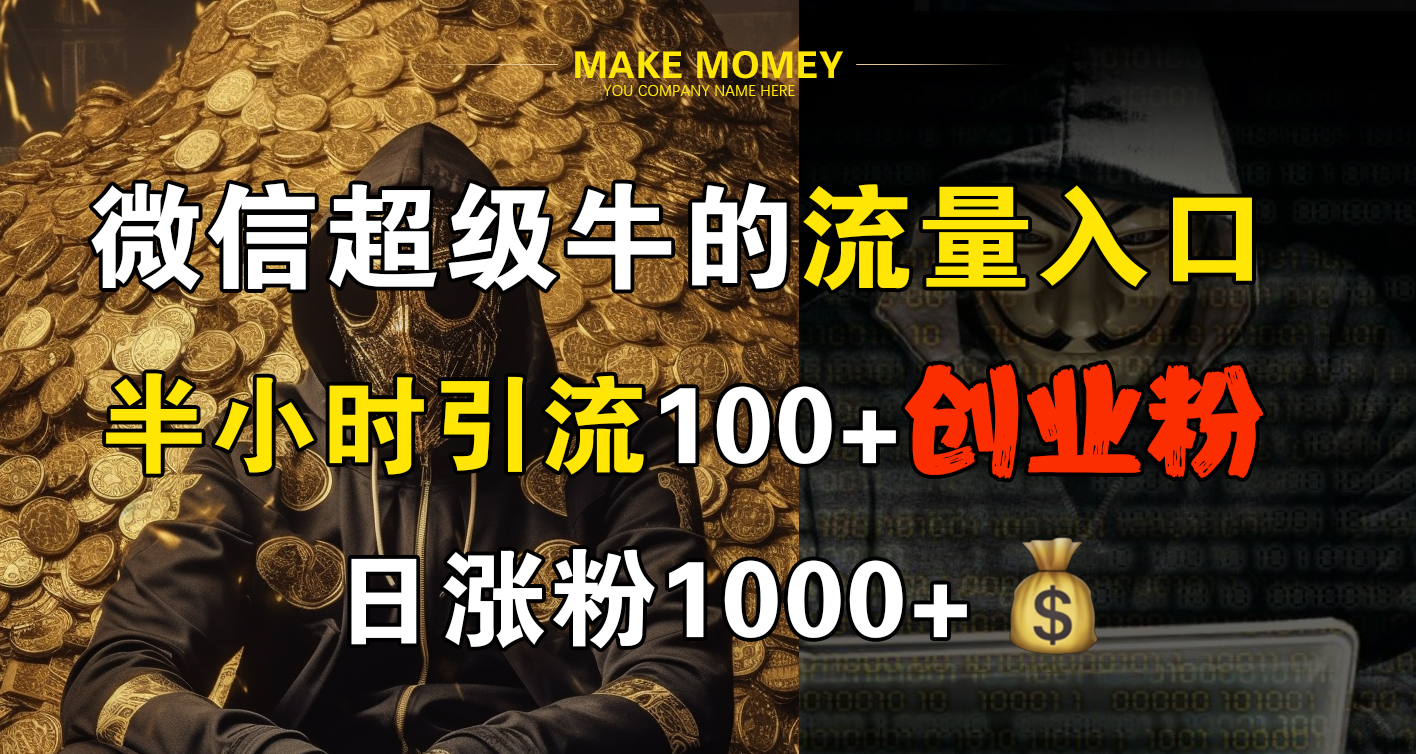 微信超级牛的流量入口，半小时引流100+创业粉，日涨粉1000+-云起副业网