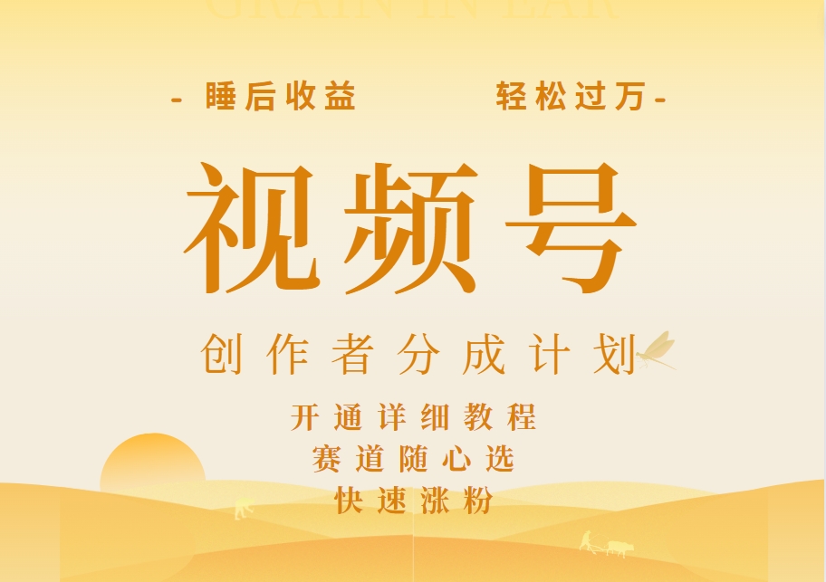详解视频号创作者分成计划，暴力起号，可同步多平台，实现睡后收入2W+，看懂即可操作！-云起副业网