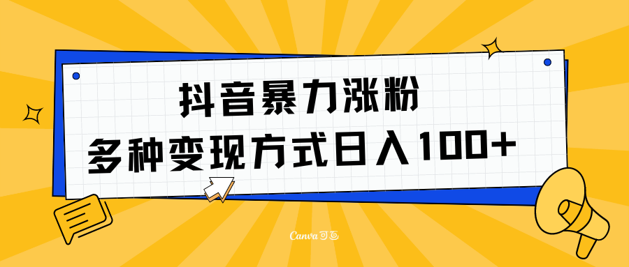 抖音暴力涨粉：多方式变现 日入100+-云起副业网
