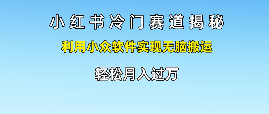 小红书冷门赛道揭秘,轻松月入过万，利用小众软件实现无脑搬运，-云起副业网