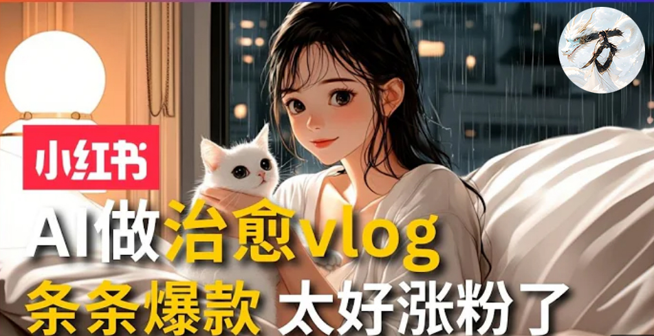 AI治愈系vlog动画视频，小红书7天 涨粉破千，商单报价1500+，0成本制作，日入2000+，有手就会 -云起副业网