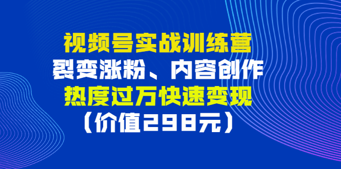 【副业项目3353期】视频号实战合集（视频号怎么创作推广涨粉）-云起副业网