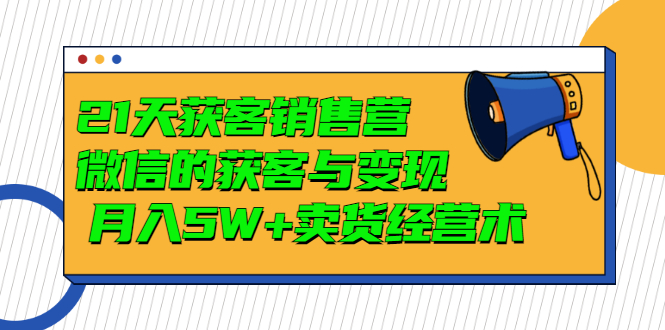 【副业项目3530期】微信营销的方法和技巧：21天获客销售营，带你破解微信的获客与变现-云起副业网
