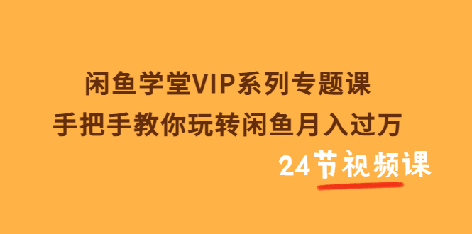 【副业项目3856期】闲鱼学堂VIP系列专题课：手把手教你做闲鱼赚钱，闲鱼避免违规技巧-云起副业网