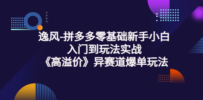 【副业项目3877期】逸风-拼多多新手小白入门到玩法实战，异赛道爆单玩法实操课-云起副业网