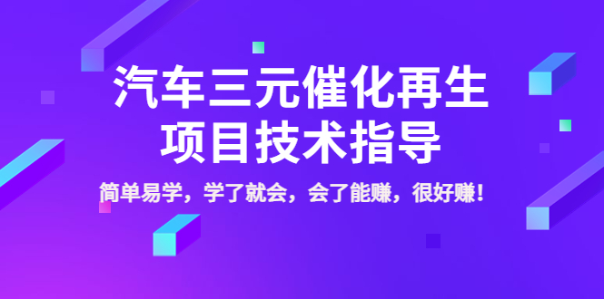 【副业项目4117期】汽车三元催化再生项目技术指导，简单易学，学了就会，会了能赚，很好赚-云起副业网