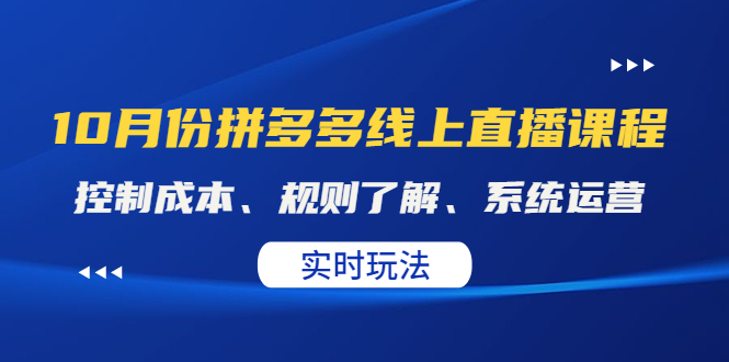 【副业项目4438期】某收费10月份拼多多线上直播课： 控制成本、规则了解、系统运营，实时玩法-云起副业网