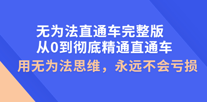 【副业项目4253期】无为法直通车完整版：从0到彻底精通直通车，用无为法思维，永远不会亏损-云起副业网