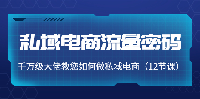 【副业项目4297期】私域电商流量密码：千万级大佬教您如何做私域电商（12节课）-云起副业网