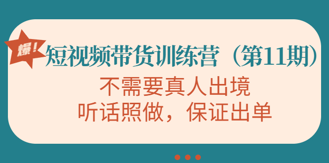 【副业项目4328期】短视频带货训练营（第11期），不需要真人出境，听话照做，保证出单-云起副业网