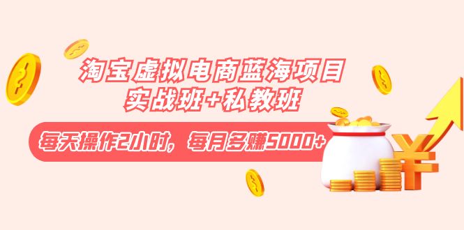 【副业项目4366期】淘宝虚拟电商蓝海项目实战班+私教班：每天操作2小时，每月多赚5000+-云起副业网