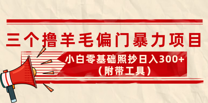 【副业项目4412期】外面卖998的三个撸羊毛偏门暴力项目，小白零基础照抄日入300+（附带工具）-云起副业网