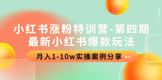 【副业项目4595期】小红书涨粉特训营-第四期：最新小红书爆款玩法，月入1-10w实操案例分享-云起副业网