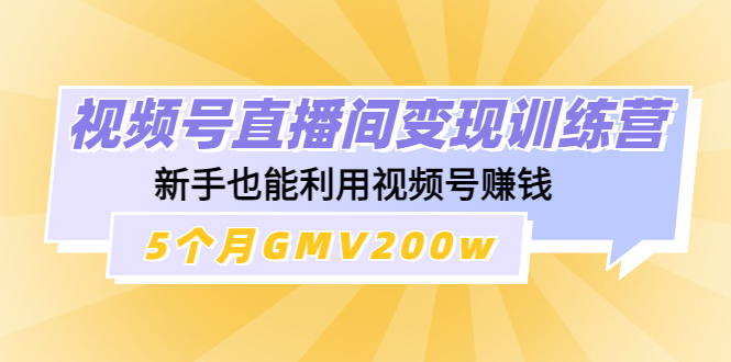 【副业项目4723期】视频号直播间变现训练营：新手也能利用视频号赚钱，5个月GMV200w-云起副业网