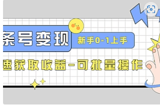 【副业项目4839期】2023头条号实操变现课：新手0-1轻松上手，快速获取收益-可批量操作-云起副业网
