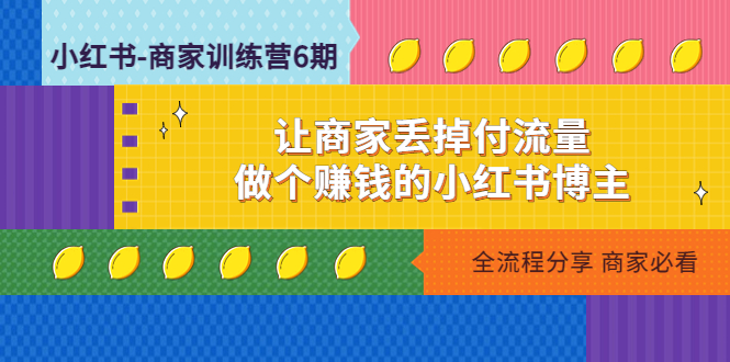 【副业项目5003期】小红书-商家训练营12期：让商家丢掉付流量，做个赚钱的小红书博主-云起副业网
