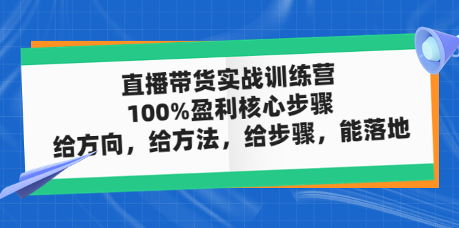 【副业项目5006期】直播带货实战训练营：100%盈利核心步骤，给方向，给方法，给步骤，能落地-云起副业网