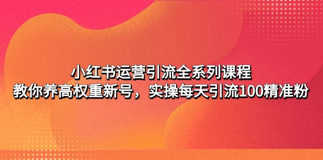 【副业项目5144期】小红书运营引流全系列课程：教你养高权重新号，实操每天引流100精准粉-云起副业网