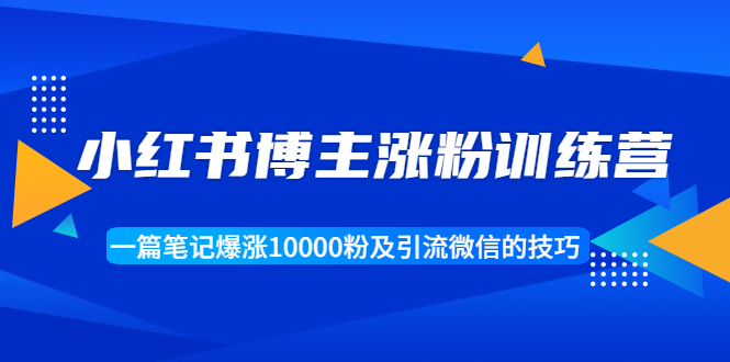 【副业项目1944期】小红书博主涨粉训练营：一篇笔记爆涨10000粉及引流微信的技巧-云起副业网