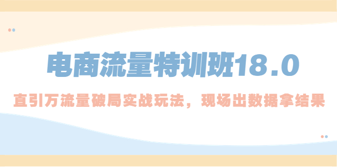 【副业项目5365期】电商流量特训班18.0，直引万流量破局实操玩法，现场出数据拿结果-云起副业网
