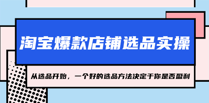 【副业项目5373期】淘宝爆款店铺选品实操，2023从选品开始，一个好的选品方法决定于你是否盈利-云起副业网