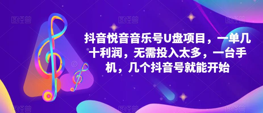 【副业项目5503期】抖音音乐号U盘项目 一单几十利润 无需投入太多 一台手机 几个抖音号就开始-云起副业网