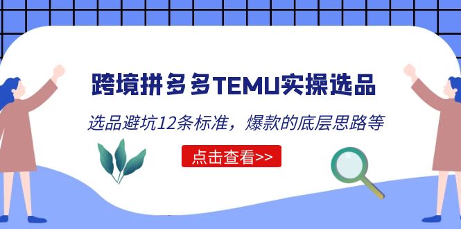 【副业项目5510期】跨境拼多多TEMU实操选品运营方法，选品避坑12条标准，爆款的底层思路等-云起副业网