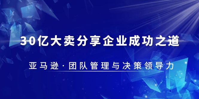 【副业项目5712期】30·亿大卖·分享企业·成功之道-亚马逊·团队管理与决策领导力-云起副业网