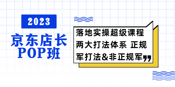 【副业项目5761期】2023京东店长·POP班 落地实操超级课程 两大打法体系 正规军&非正规军-云起副业网