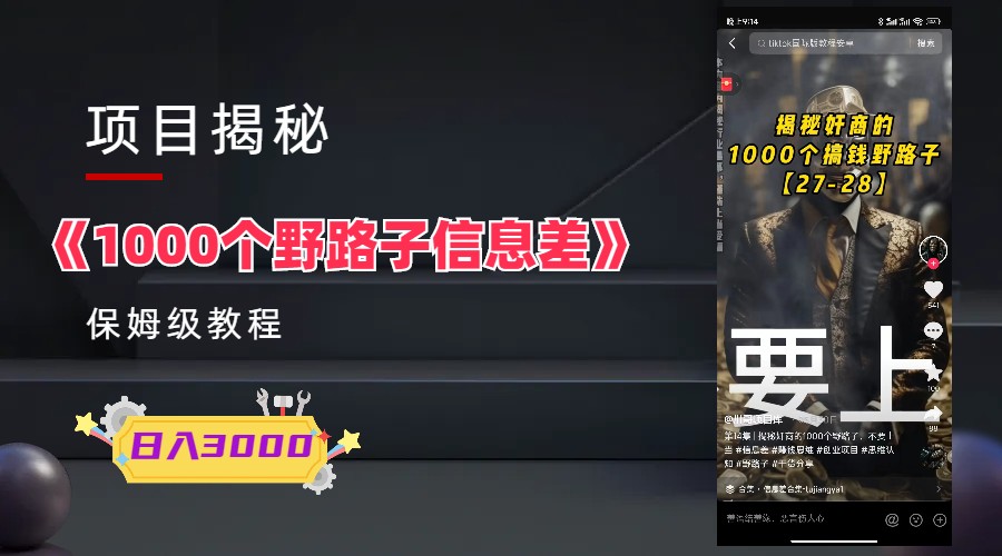 【副业项目6163期】1000个野路子信息差保姆式教程-单日变现3000+的玩法解密-云起副业网