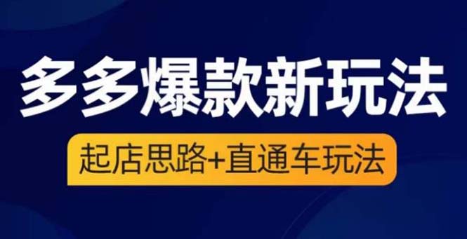 【副业项目6039期】2023拼多多爆款·新玩法：起店思路+直通车玩法（3节精华课）-云起副业网