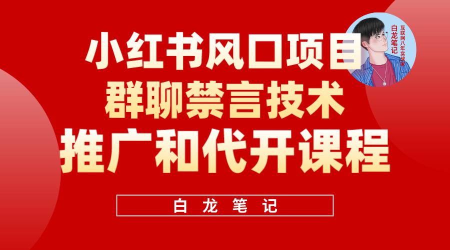 【副业项目5991期】小红书风口项目日入300+，小红书群聊禁言技术代开项目，适合新手操作-云起副业网
