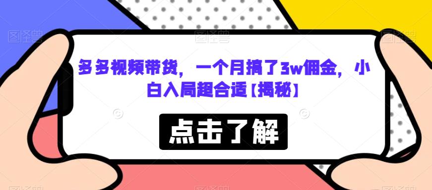 【副业项目6752期】多多视频带货，一个月搞了3w佣金，小白入局超合适【揭秘】-云起副业网