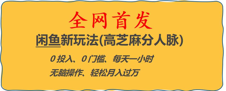 【副业项目6375期】闲鱼新玩法(高芝麻分人脉)0投入0门槛,每天一小时，轻松月入过万【揭秘】-云起副业网