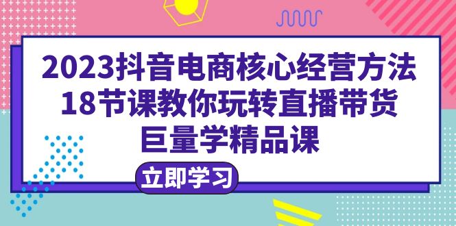 【副业项目6377期】2023抖音电商核心经营方法：18节课教你玩转直播带货，巨量学精品课-云起副业网