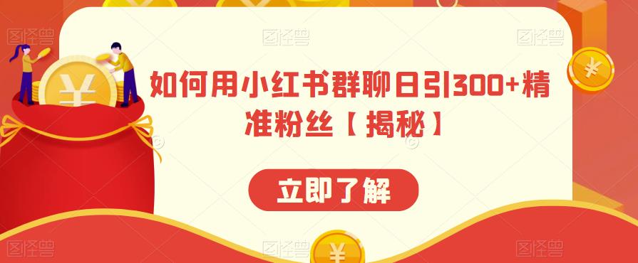 【副业项目6389期】如何用小红书群聊日引300+精准粉丝【揭秘】-云起副业网