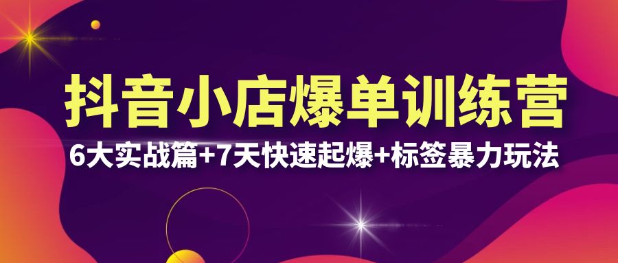 【副业项目6429期】抖音小店爆单训练营VIP线下课：6大实战篇+7天快速起爆+标签暴力玩法(32节)-云起副业网