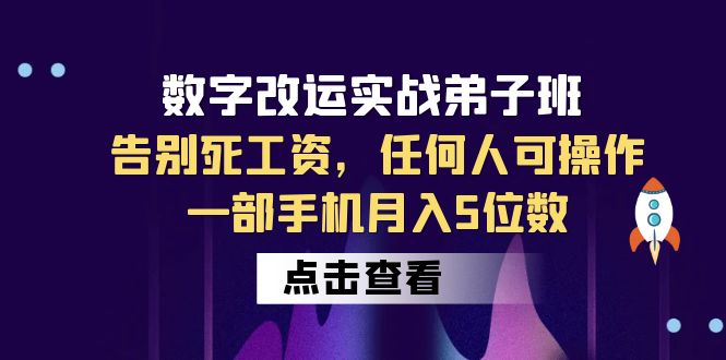 【副业项目6430期】数字 改运实战弟子班：告别死工资，任何人可操作，一部手机月入5位数-云起副业网
