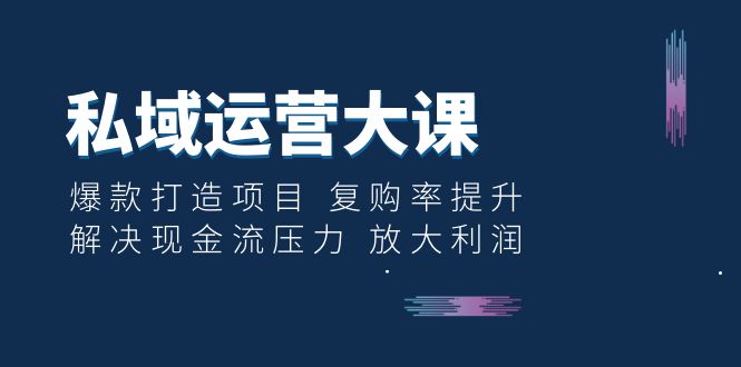 【副业项目6574期】私域运营大课：爆款打造项目 复购率提升 解决现金流压力 放大利润-云起副业网