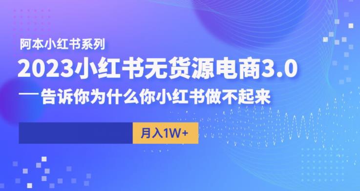 【副业项目6506期】阿本小红书无货源电商3.0，告诉你为什么你小红书做不起来-云起副业网