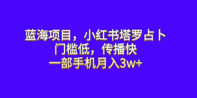 【副业项目6528期】蓝海项目，小红书塔罗占卜，门槛低，传播快，一部手机月入3w+-云起副业网
