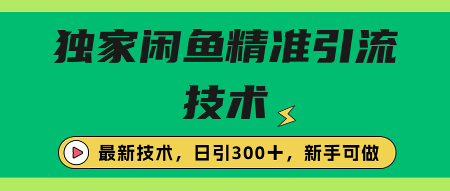 【副业项目6912期】独家闲鱼引流技术，日引300＋实战玩法-云起副业网