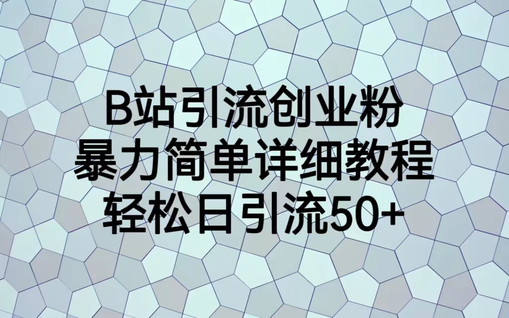 【副业项目6915期】B站引流创业粉，暴力简单详细教程，轻松日引流50+-云起副业网