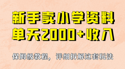 【副业项目7100期】卖小学资料，实现单天2000+，实操项目，保姆级教程+资料+工具-云起副业网