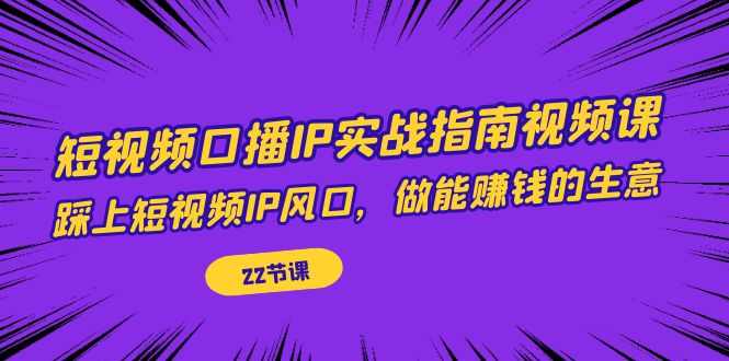 【副业项目7343期】短视频口播IP实战指南视频课，踩上短视频IP风口，做能赚钱的生意（22节课）-云起副业网