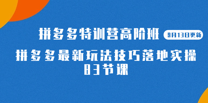 【副业项目7470期】2023拼多多·特训营高阶班【9月13日更新】拼多多最新玩法技巧落地实操-83节-云起副业网