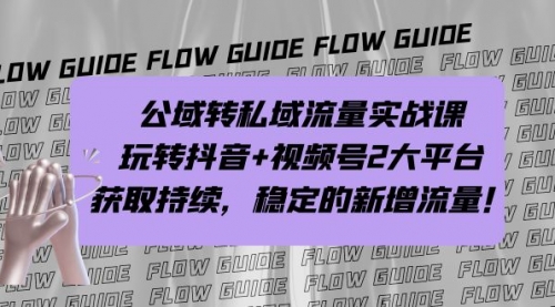 【副业项目7222期】公域转私域流量实战课，玩转抖音+视频号2大平台，获取持续，稳定的新增流量-云起副业网