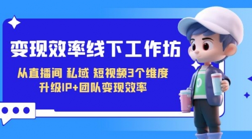 【副业项目7241期】变现-效率线下工作坊，从直播间、私域、短视频3个维度 升级IP+团队变现效率-云起副业网