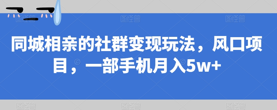 【副业项目7512期】同城相亲的社群变现玩法，风口项目，一部手机月入5w+【揭秘】-云起副业网